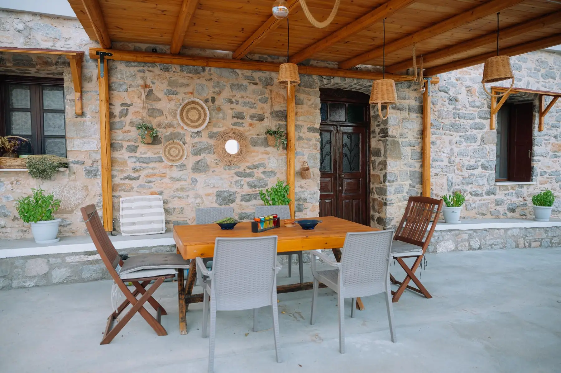 Stone guest room with traditional decor